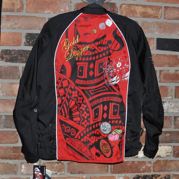 New Limited Edition Joe Rocket Gold Digger Black & Red Moto Motorcycle Jacket XL - Picture 5 of 10